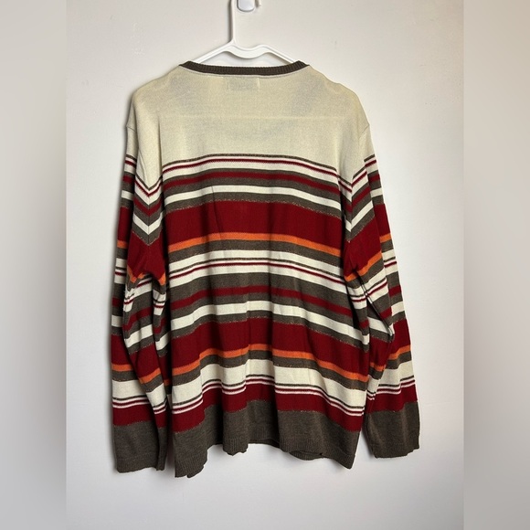VTG Alfred Dunner 2X Cardigan Sweater Button Down Striped Gold Shiny Preppy - Picture 2 of 13